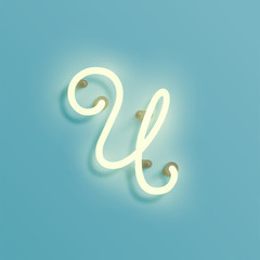 Realistic neon character from a typeset, vector