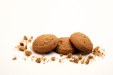 oatmeal cookies on white background