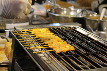Pork Satay,Street Food in Bangkok, Thailand