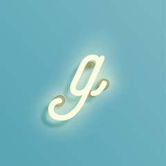 Realistic neon character from a typeset, vector