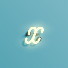 Realistic neon character from a typeset, vector