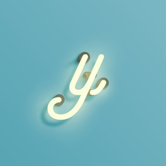 Realistic neon character from a typeset, vector