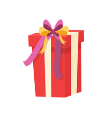 Wrapped Xmas Gift Realistic Icon Isolated Vector