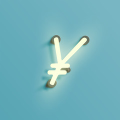 Obraz premium Realistic neon character from a typeset, vector