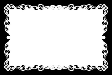 Floral Decorative Black & White Edge for Landscape Photos. Type Text Inside, Use as Overlay or for Layer Mask