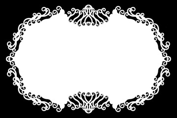 Floral Decorative Black & White Edge for Landscape Photos. Type Text Inside, Use as Overlay or for Layer Mask