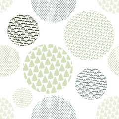 Herbal pattern, painted forest motifs on white background