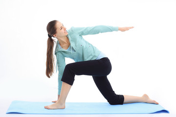 Fototapeta premium young business woman doing exercise at the health club.