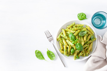 penne pasta with spinach basil pesto sauce