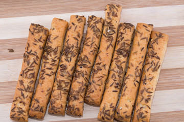 crackers ,cookies with cheese and caraway seeds