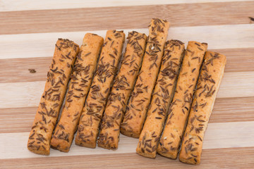 crackers ,cookies with cheese and caraway seeds