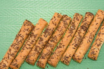 crackers ,cookies with cheese and caraway seeds