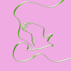 Realistic ribbon shapes an animal, vector illustration