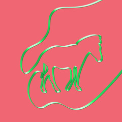 Realistic ribbon shapes an animal, vector illustration