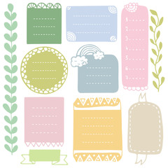 Bullet journal hand drawn vector elements for notebook, diary and planner. Cute doodle frames set isolated on white background. 