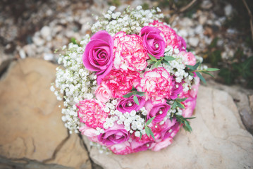 bridal bouquet displayed