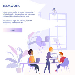Flat Illustration Teamwork Group People in Office