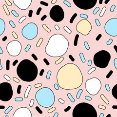 Handmade seamless pattern. Childish craft swatch for birthday card, baby nappy, wallpaper, school party advertising, shop sale poster, holiday wrapping paper, textile, bag print etc.