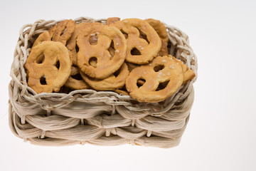 Grain  with buckwheat  in a wicker basket