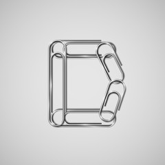 Linked paperclips forming a character, vector