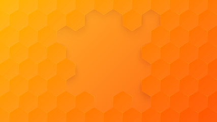 Abstract orange background with honeycombs or hexagons pattern.