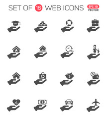 insurance icon set. insurance web icons for your project