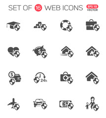 insurance icon set. insurance web icons for your project