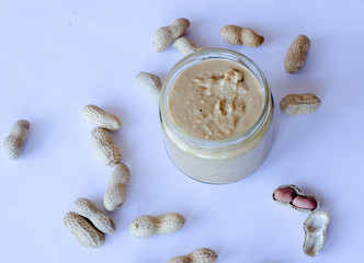 Peanut butter homemade in jar