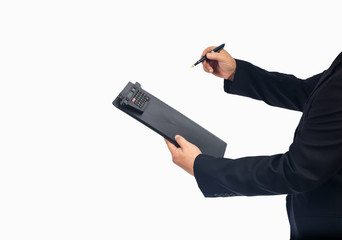 Business Man write on chart board ,business concept.