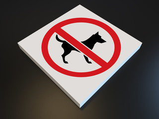 3D render - no dogs allowed sign on black background