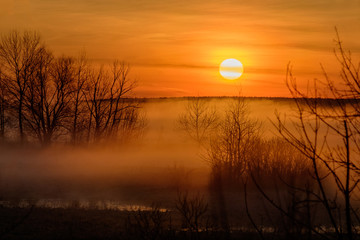 Sunrise and fog