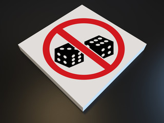 3D render - no gamble allowed sign on a black background