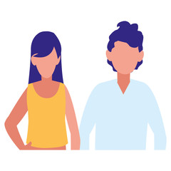 young couple avatars characters