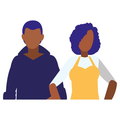 Obraz premium young couple black avatars characters