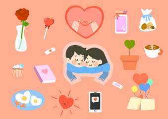 Vector set Valentine's day.