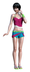 3D Rendering Teenager Girl on White