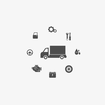Car Garage icons set vector