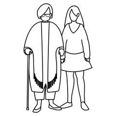 cute grandmother with daughter