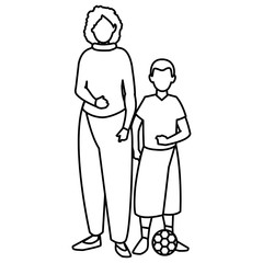 cute mother with son characters