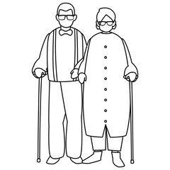 cute grandparents couple characters