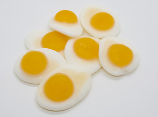 Sunny Side Up Egg Shaped Jelly on White Background