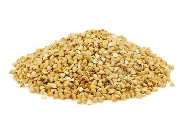 biologically grown organic buckwheat on a white background