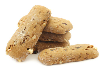 cranberry and chocolate cookies on a white background