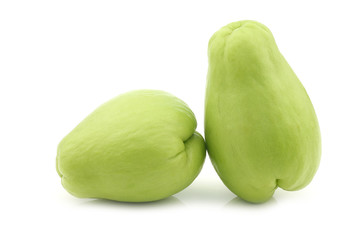 chayote fruits (Sechium edulis)  on a white background