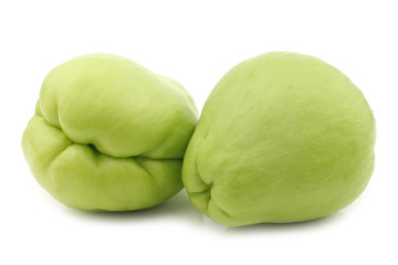chayote fruits (Sechium edulis)  on a white background