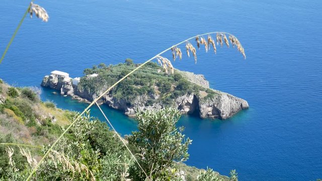 a beautiful view of Amalfi coast and Li Galli island seen from the Path of the Gods