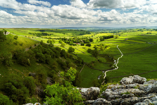 View from the hill top in the Yorkshire Dales near Malham
