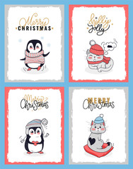 Christmas Cards with Animals in Winter Clothes