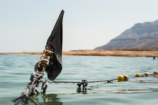 Salty Old Black Flag in the dead sea in israel