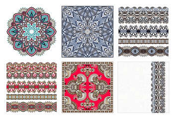 set of traditional kalamkari ornamental floral paisley design